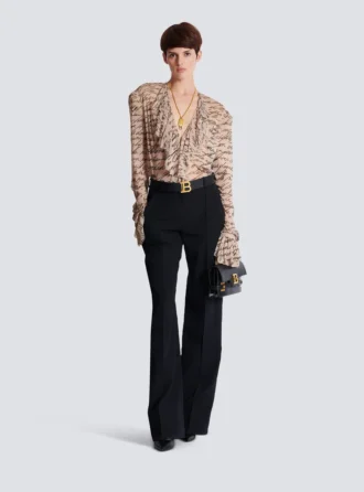 Ruffled love letter print shirt