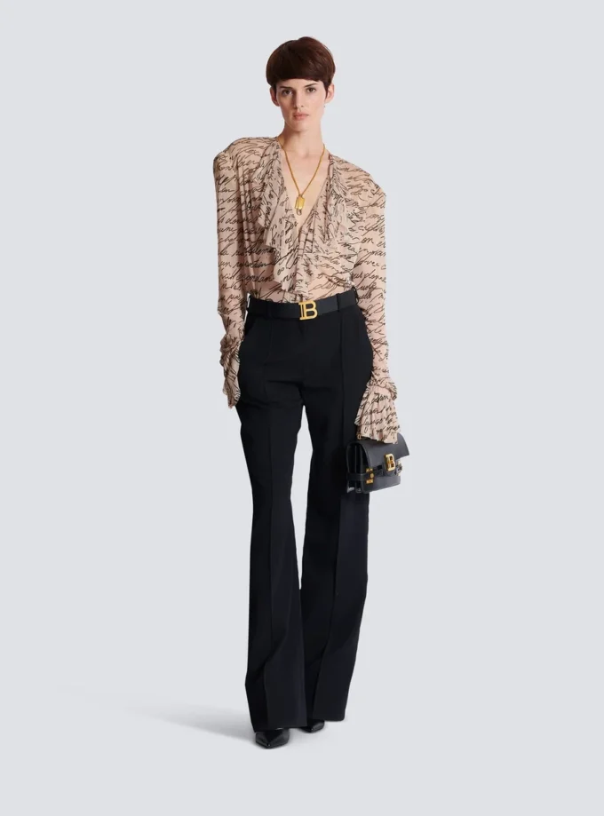 Ruffled love letter print shirt