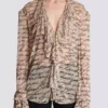 Ruffled love letter print shirt