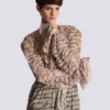 Ruffled love letter print shirt