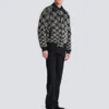 Satin bomber jacket with crystal embroidery