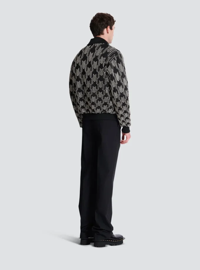 Satin bomber jacket with crystal embroidery