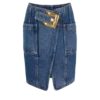 Short denim skirt with belt