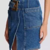 Short denim skirt with belt