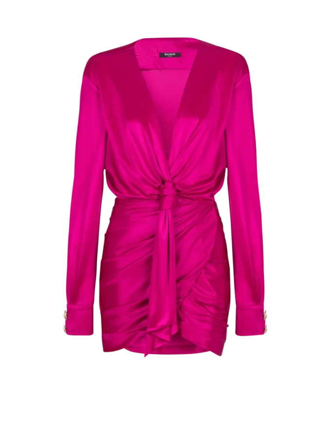 Short draped interlock jersey dress
