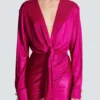 Short draped interlock jersey dress