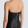 Short draped leather halterneck dress