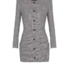 Short dress in Prince of Wales jacquard