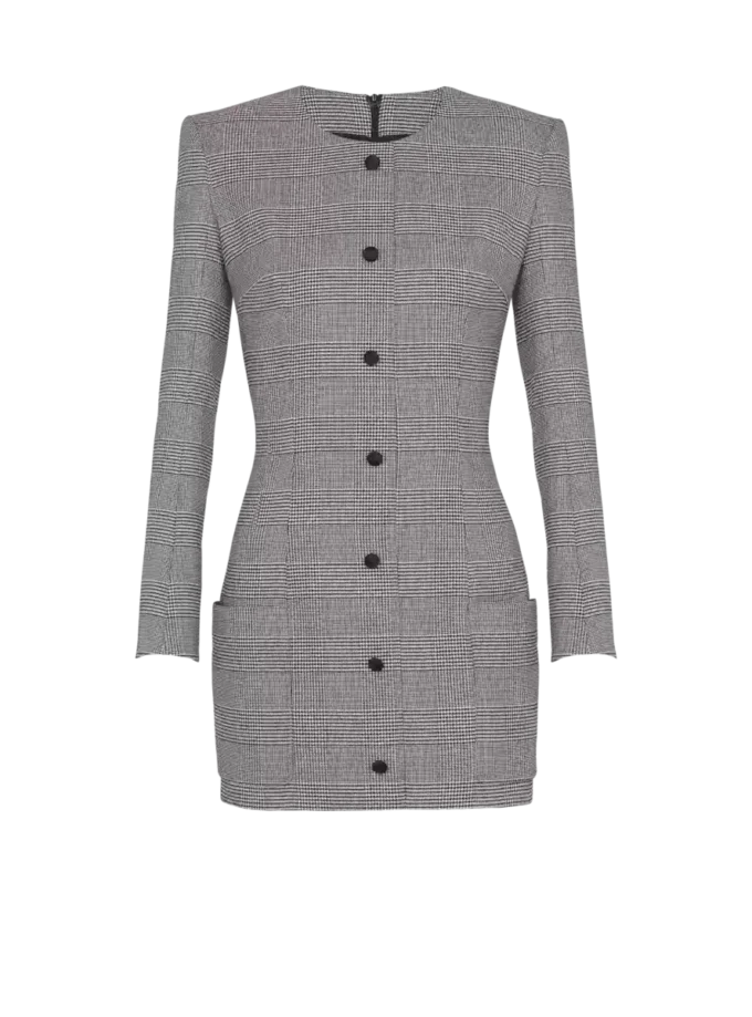 Short dress in Prince of Wales jacquard