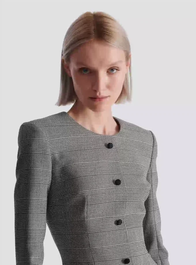 Short dress in Prince of Wales jacquard