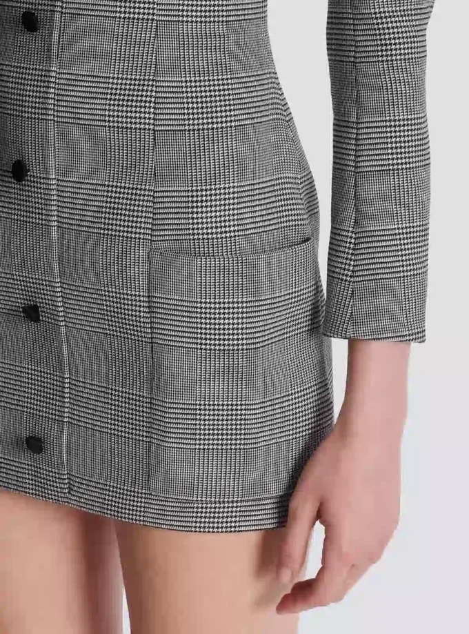 Short dress in Prince of Wales jacquard