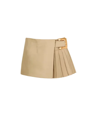 Short gabardine skirt with belt detail