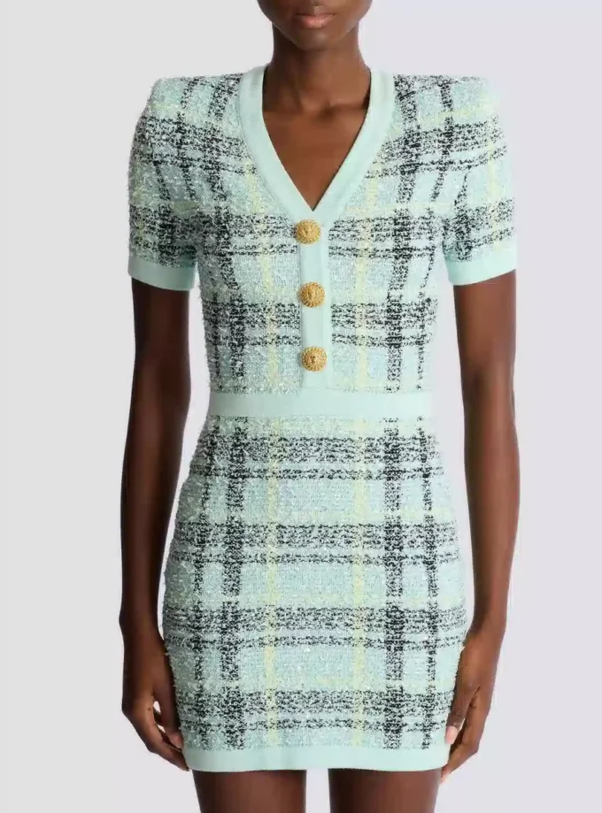 Short glitter tweed dress