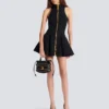 Short halterneck dress in grain de poudre wool