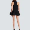 Short halterneck dress in grain de poudre wool