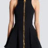 Short halterneck dress in grain de poudre wool