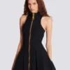 Short halterneck dress in grain de poudre wool