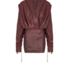 Short hooded dress in washed lambskin