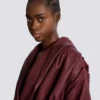 Short hooded dress in washed lambskin