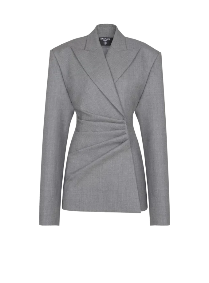 Short jacket dress in draped wool