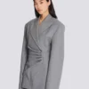 Short jacket dress in draped wool