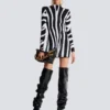 Short knit dress with zebra intarsia
