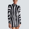 Short knit dress with zebra intarsia