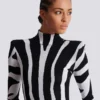 Short knit dress with zebra intarsia