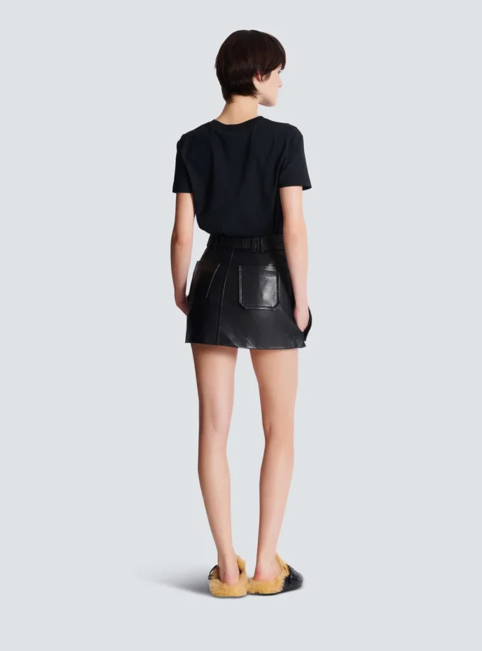 Short lambskin skirt