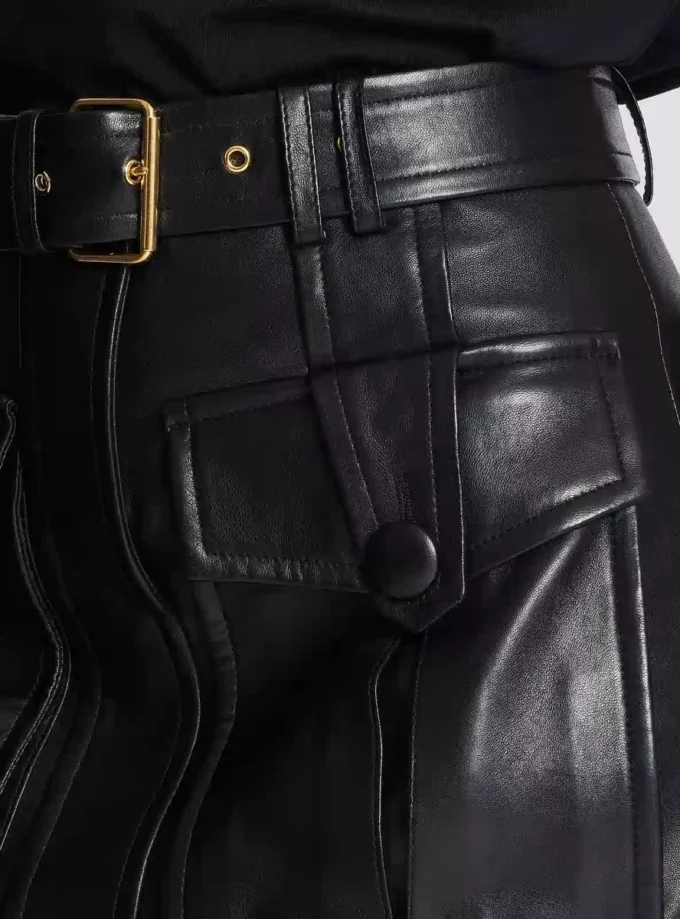 Short lambskin skirt