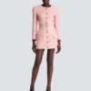Short lambskin skirt with buttons