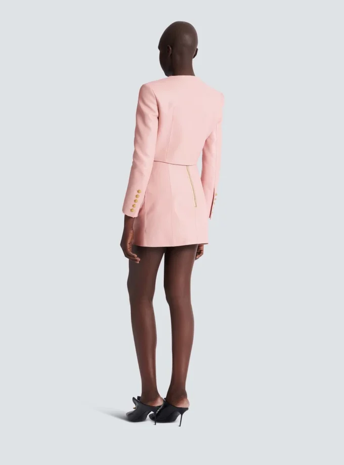 Short lambskin skirt with buttons