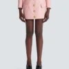 Short lambskin skirt with buttons