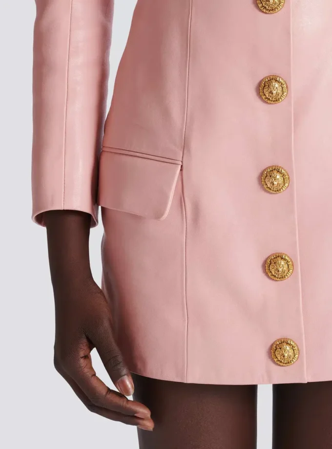 Short lambskin skirt with buttons