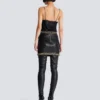 Short lambskin skirt with chains