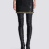 Short lambskin skirt with chains