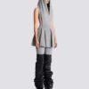 Short pleated cotton knit skirt