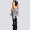 Short pleated cotton knit skirt