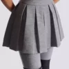 Short pleated cotton knit skirt