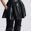 Short pleated faux leather skirt
