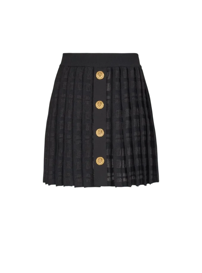 Short pleated skirt in plaid knit