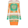 Short printed bodycon dress with Balmain Foulard pattern