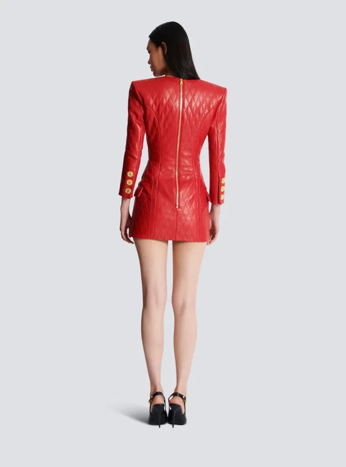 Short quilted leather dress