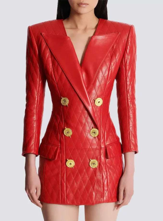 Short quilted leather dress
