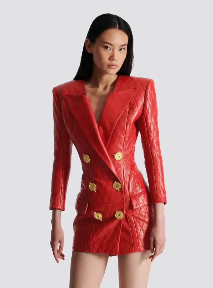 Short quilted leather dress