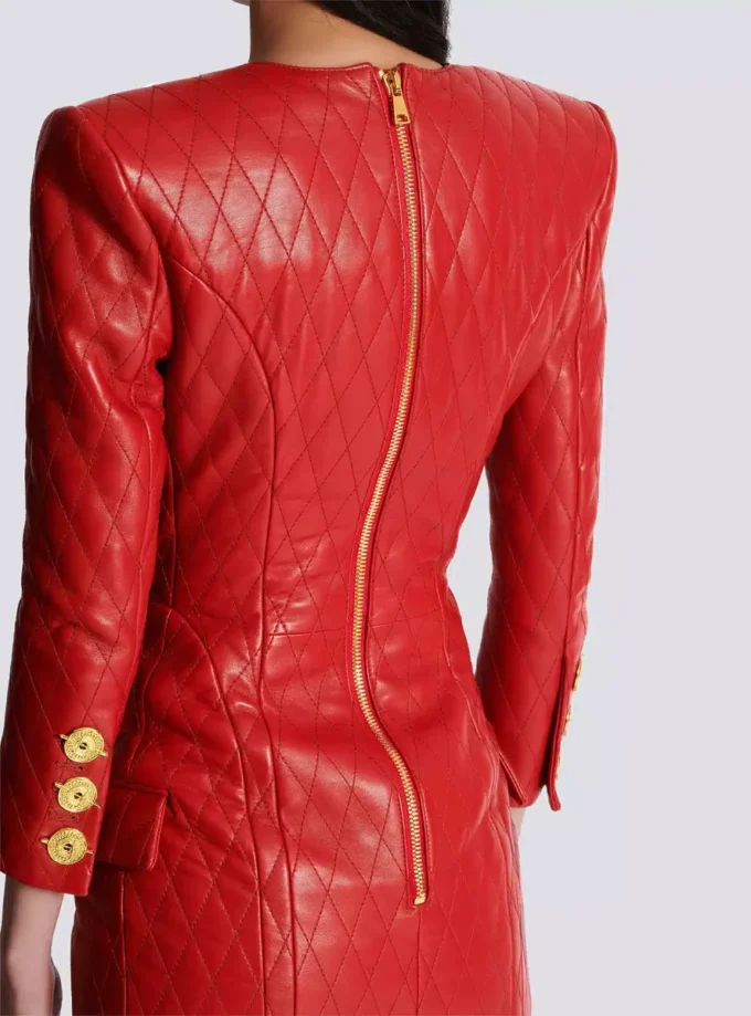 Short quilted leather dress