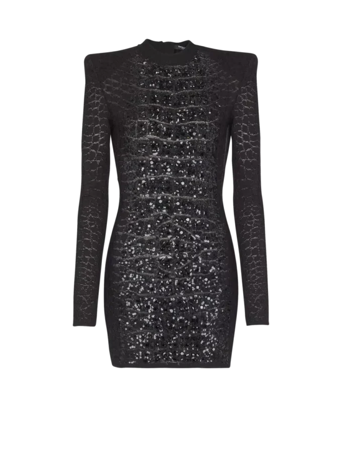 Short sequin dress in crocodile knit