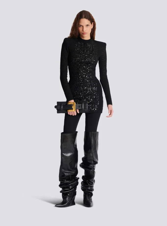 Short sequin dress in crocodile knit
