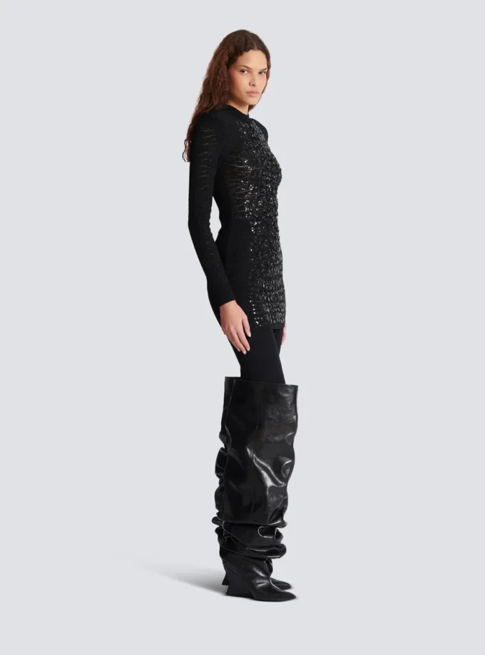 Short sequin dress in crocodile knit