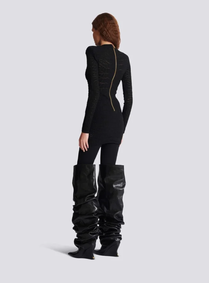 Short sequin dress in crocodile knit